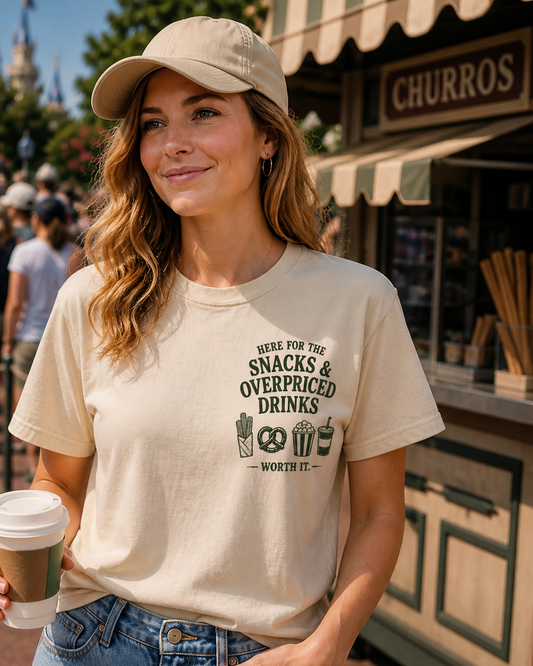 Here for the Snacks & Overpriced Drinks Tee