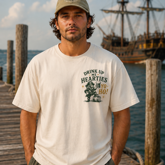 Pirates Inspired. “Drink Up Me Hearties Yo Ho” Tee