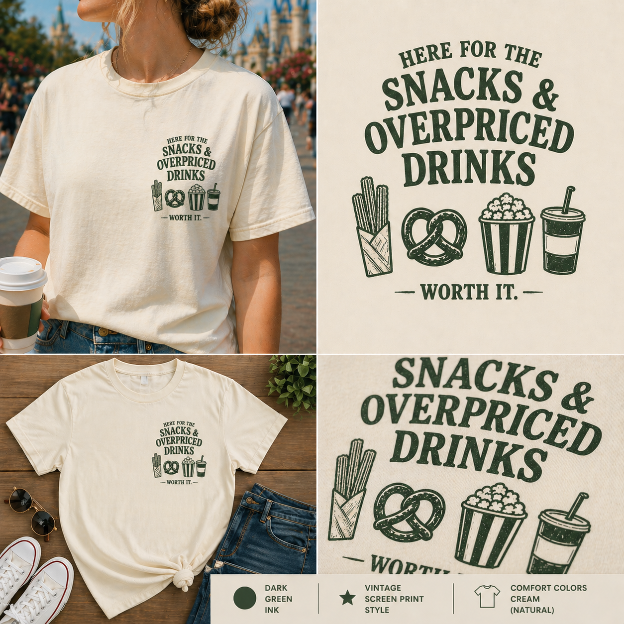Here for the Snacks & Overpriced Drinks Tee