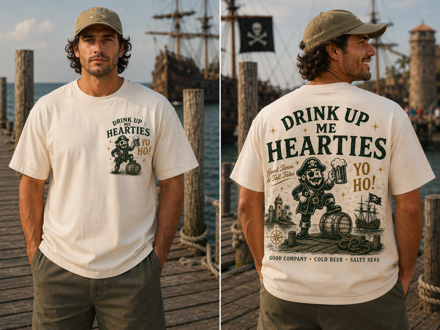 Pirates Inspired. “Drink Up Me Hearties Yo Ho” Tee