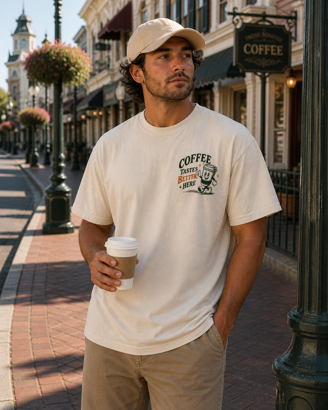 Coffee Tastes Better Here Tee - Retro Mascot