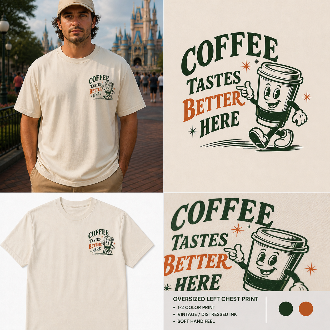 Coffee Tastes Better Here Tee - Retro Mascot