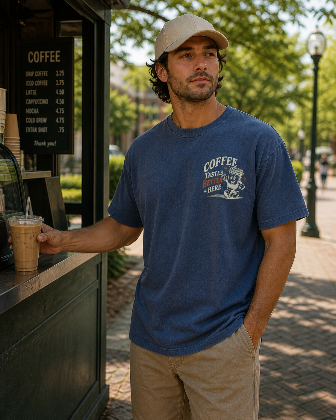 Coffee Tastes Better Here Tee - Retro Mascot