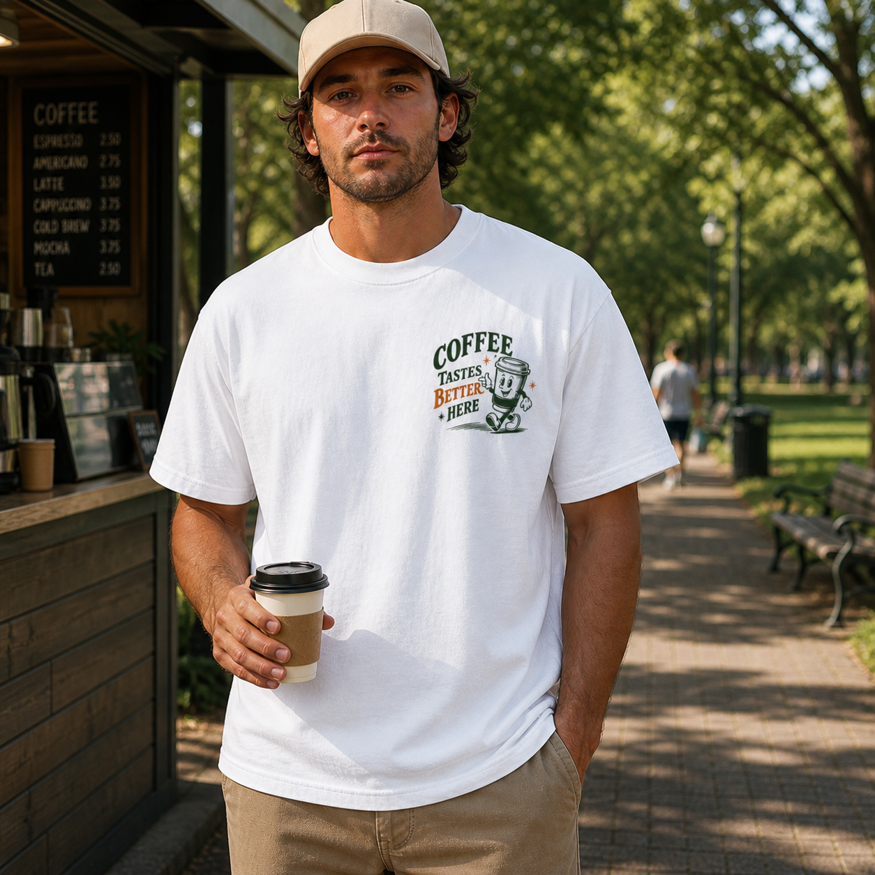 Coffee Tastes Better Here Tee - Retro Mascot